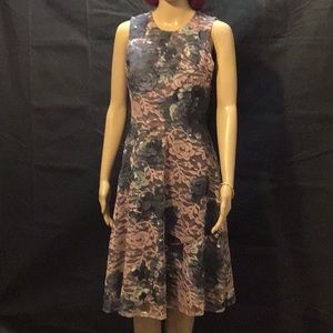 DKNY SLEEVELESS LACE FIT- AND FLARE DRESS